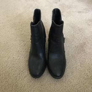 Black leather booties